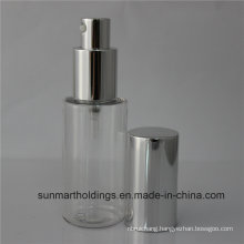 20410 Shiny Silver Metal Cream Spray Pump with Glass Bottle